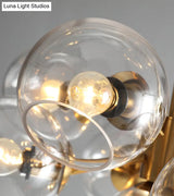 Mid-Century Gold Island Pendant Light - 8 Lights Spherical Glass Perfect For Dining Table