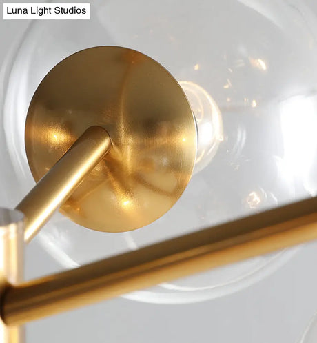 Mid-Century Gold Island Pendant Light - 8 Lights Spherical Glass Perfect For Dining Table
