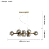 Mid-Century Gold Island Pendant Light - 8 Lights Spherical Glass Perfect For Dining Table