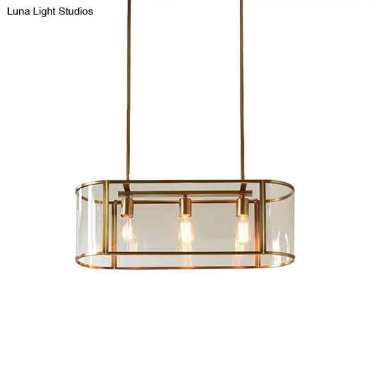 Mid Century Gold Translucent Glass Pendant Light - 3 Head Suspended Fixture