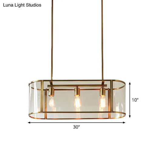 Mid Century Translucent Glass 3-Light Pendant Ceiling Fixture With Gold Finish