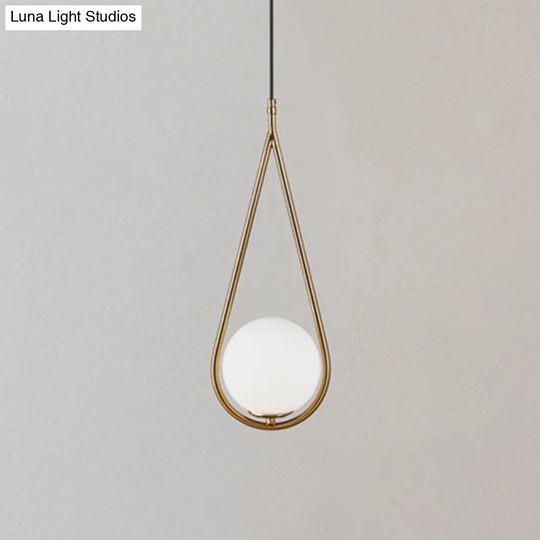 Mid-Century Modern White Glass Hanging Pendant Light For Bedroom - 1-Light Fixture
