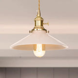 Mid Century White Cone Shaped Metal Pendant Light 1-Light Coffee Shop Suspending Lamp