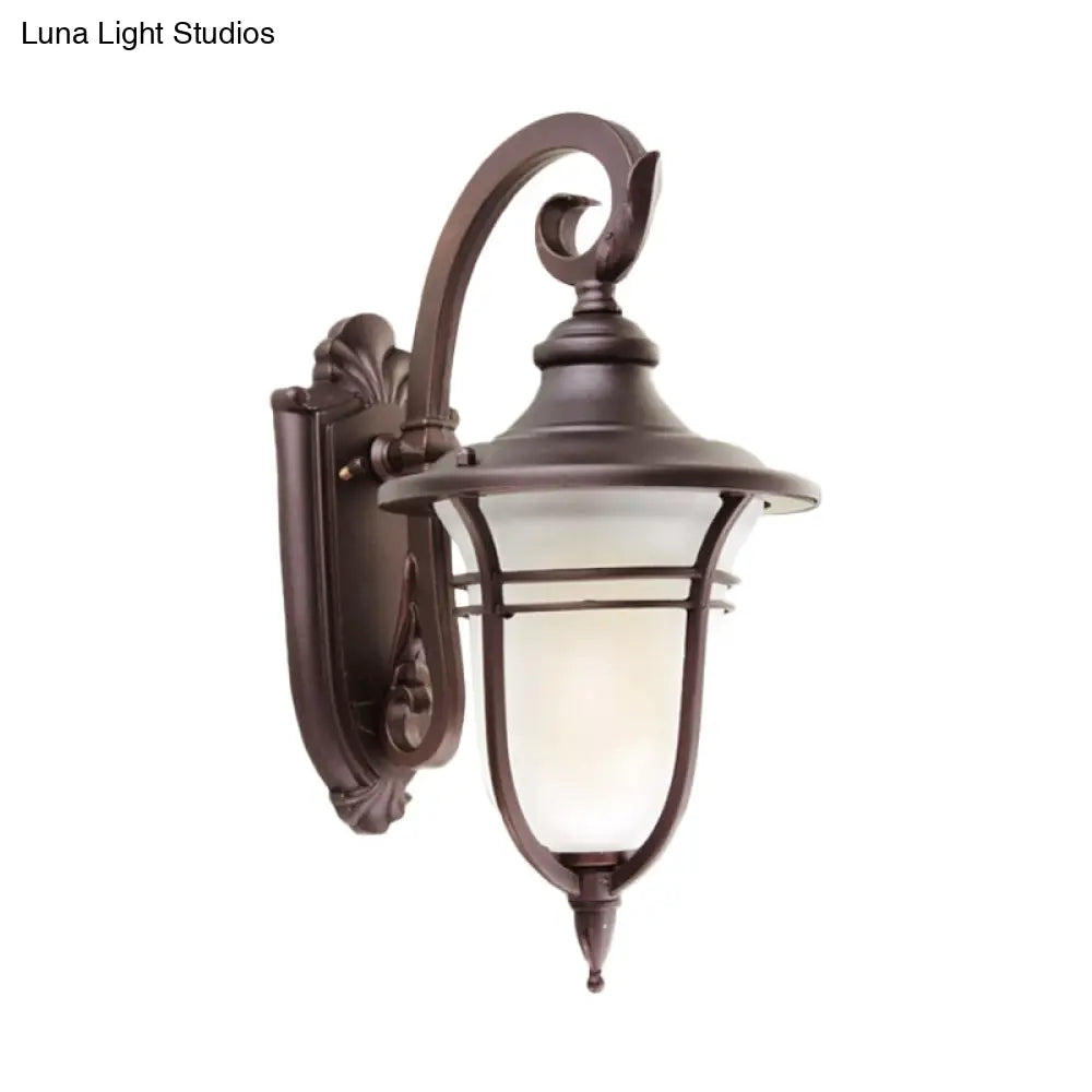 Milk Glass Coffee Sconce Lamp: Countryside Wall Mounted Light Fixture For Courtyard