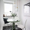 Milky Glass Ball Pendant Light: Modern Led Ceiling Lamp In Brass (6’/8’/10’ Wide) / 6’