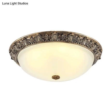 Milky Glass Ceiling Mount With White/Golden Bronze Flush Light And 2 - Bulbs For Countryside Homes