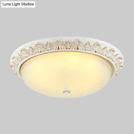 Milky Glass Ceiling Mount With White/Golden Bronze Flush Light And 2 - Bulbs For Countryside Homes