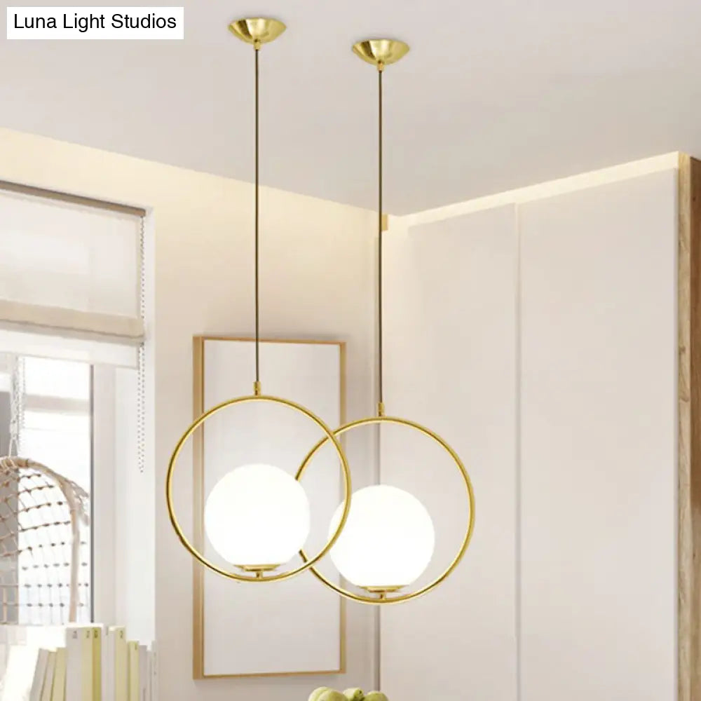 Milky Glass Kitchen Pendant Light- Modern Single-Bulb Hanging Ceiling Fixture