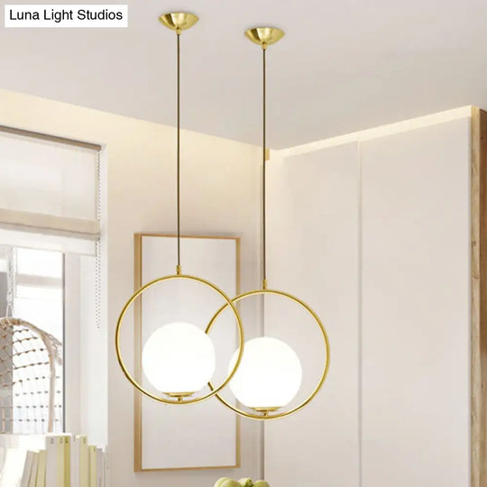 Milky Glass Kitchen Pendant Light- Modern Single-Bulb Hanging Ceiling Fixture