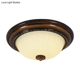 Milky Glass Led Cloche Flush Mount Ceiling Light In Brown - 14’/16’/19.5’ Width