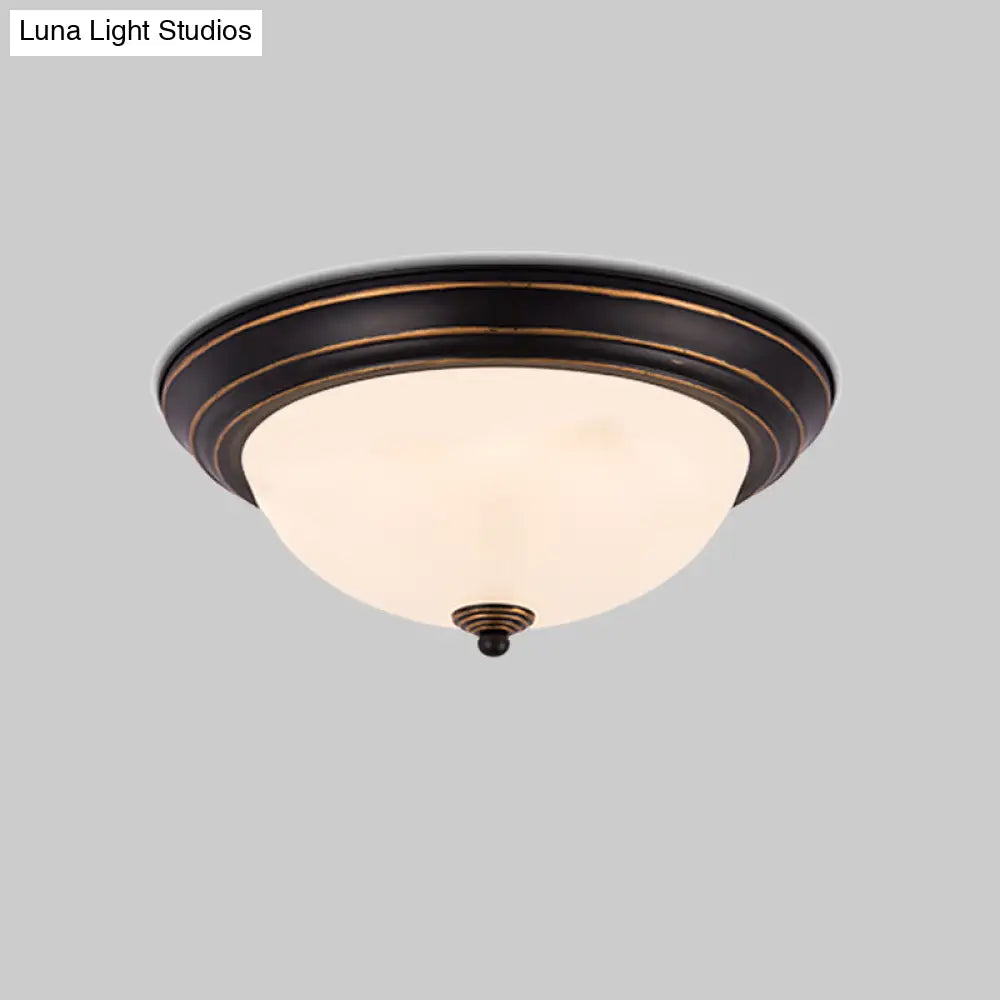 Milky Glass Led Flush Mount Ceiling Light Black For Study 13’/15’ W