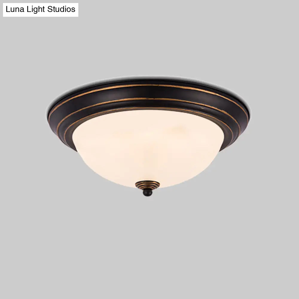 Milky Glass Led Flush Mount Ceiling Light Black For Study 13/15 W