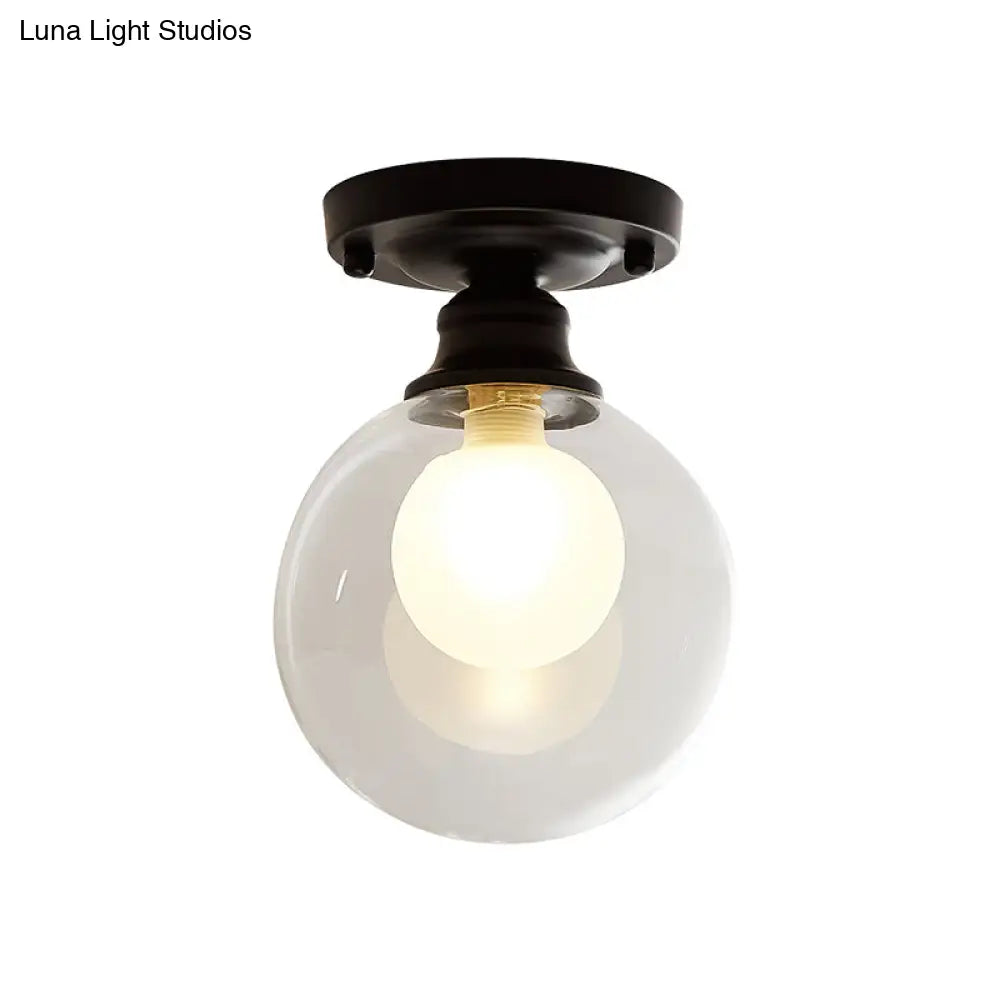 Mini Ball Black Ceiling Flush Mount Light With Dual Blown Glass For Simple And Elegant 1 - Light