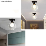 Simple Black Dual Blown Glass Flush Mount Ceiling Light - Mini Ball Design