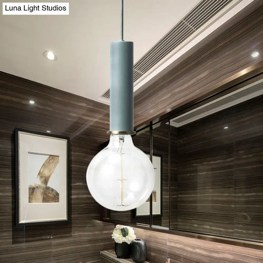 Mini Macaron Loft Metal Pendant Light - Single Hanging Lamp For Cafes Black/Blue/Pink/White