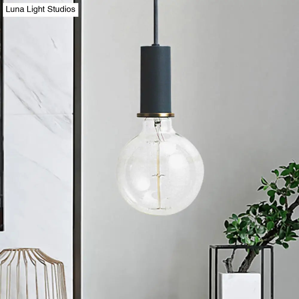 Mini Macaron Loft Metal Pendant Light - Single Hanging Lamp For Cafes Black/Blue/Pink/White