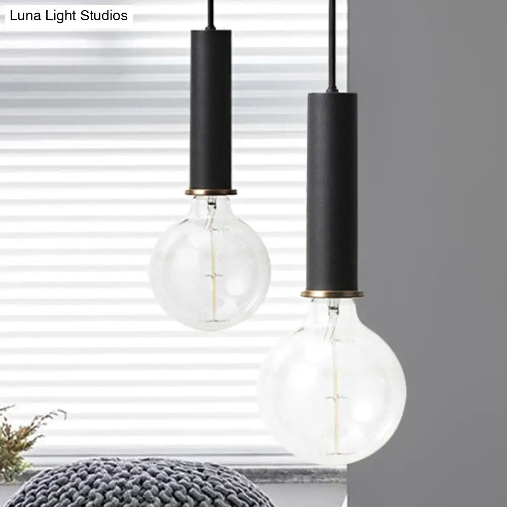 Mini Macaron Loft Metal Pendant Light - Single Hanging Lamp For Cafes Black/Blue/Pink/White