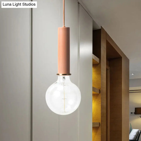 Mini Hanging Macaron Loft Metal Pendant Light - Single In Black/Blue/Pink/White Perfect For Cafes
