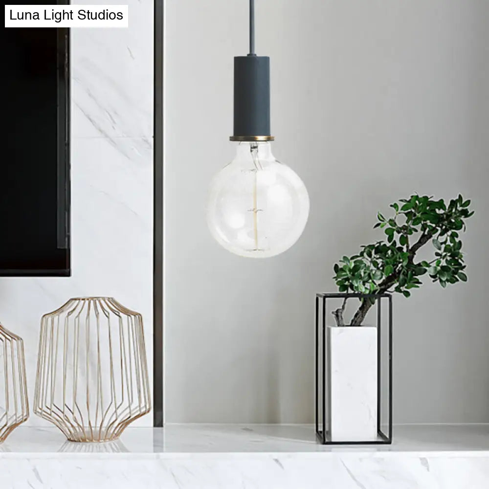 Mini Macaron Loft Metal Pendant Light - Single Hanging Lamp For Cafes Black/Blue/Pink/White