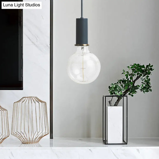 Mini Macaron Loft Metal Pendant Light - Single Hanging Lamp For Cafes Black/Blue/Pink/White