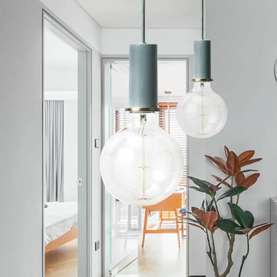 Mini Hanging Macaron Loft Metal Pendant Light - Single In Black/Blue/Pink/White Perfect For Cafes