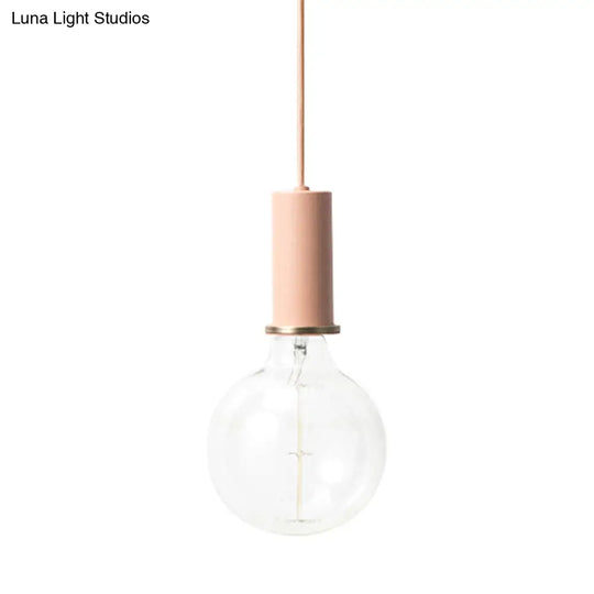 Mini Hanging Macaron Loft Metal Pendant Light - Single In Black/Blue/Pink/White Perfect For Cafes