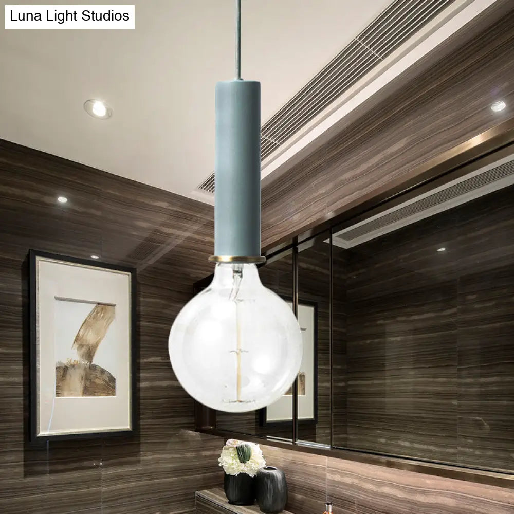Mini Hanging Macaron Loft Metal Pendant Light - Single In Black/Blue/Pink/White Perfect For Cafes