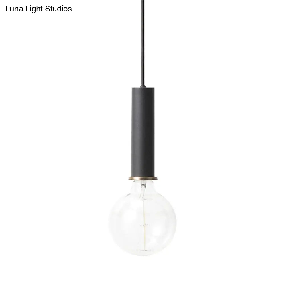 Mini Macaron Loft Metal Pendant Light - Single Hanging Lamp For Cafes Black/Blue/Pink/White
