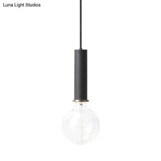 Mini Macaron Loft Metal Pendant Light - Single Hanging Lamp For Cafes Black/Blue/Pink/White