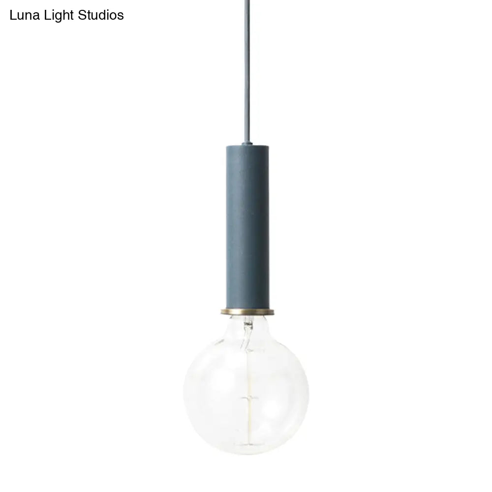 Mini Hanging Macaron Loft Metal Pendant Light - Single In Black/Blue/Pink/White Perfect For Cafes