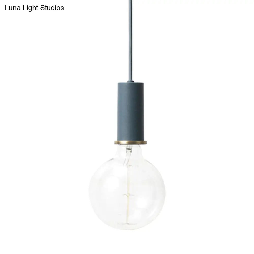 Mini Macaron Loft Metal Pendant Light - Single Hanging Lamp For Cafes Black/Blue/Pink/White