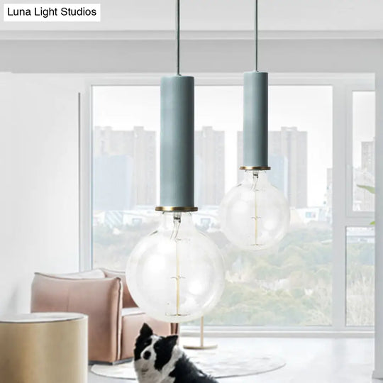 Mini Macaron Loft Metal Pendant Light - Single Hanging Lamp For Cafes Black/Blue/Pink/White