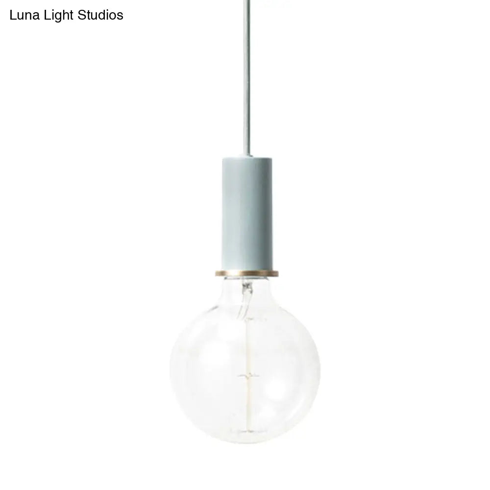 Mini Macaron Loft Metal Pendant Light - Single Hanging Lamp For Cafes Black/Blue/Pink/White