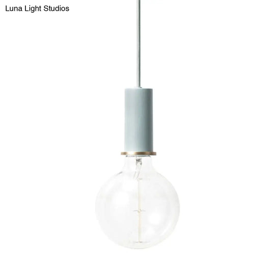 Mini Macaron Loft Metal Pendant Light - Single Hanging Lamp For Cafes Black/Blue/Pink/White