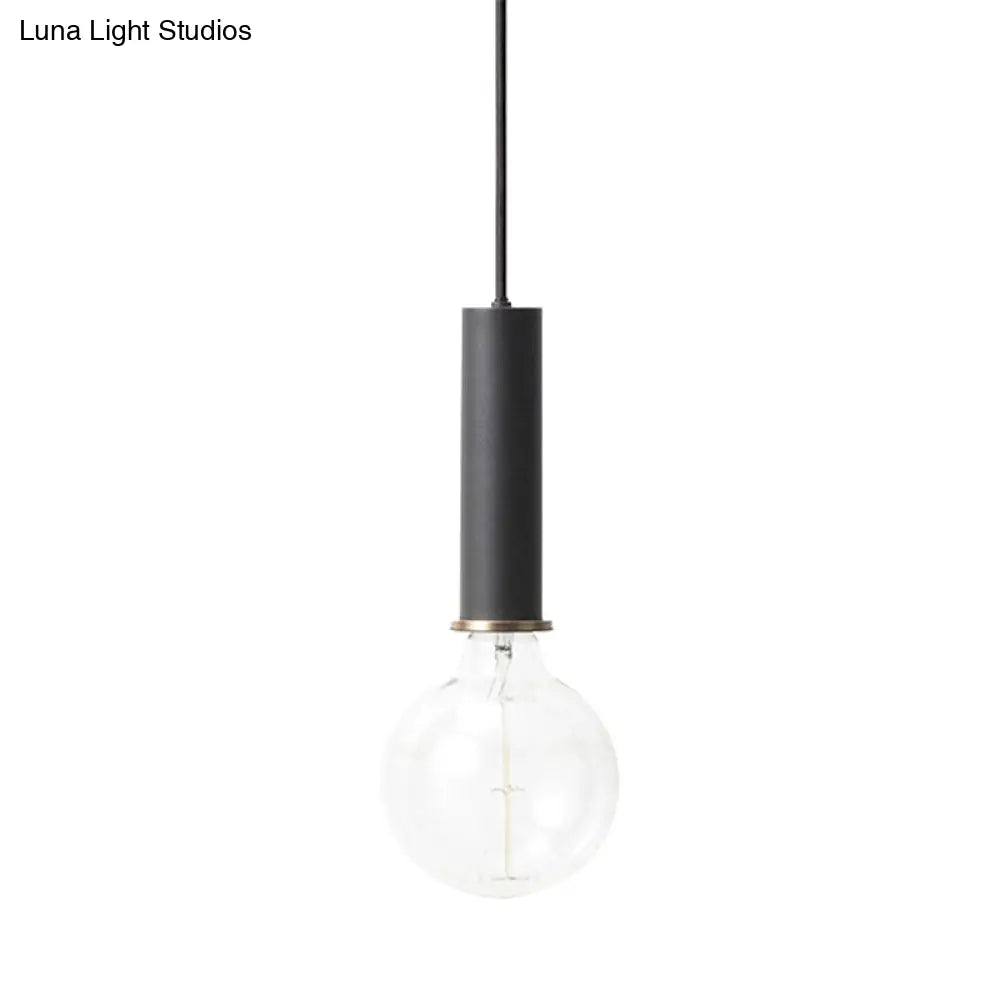 Mini Hanging Macaron Loft Metal Pendant Light - Single In Black/Blue/Pink/White Perfect For Cafes