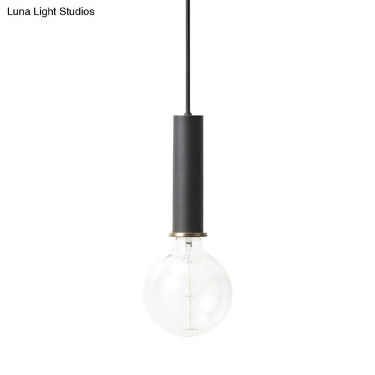 Mini Hanging Macaron Loft Metal Pendant Light - Single In Black/Blue/Pink/White Perfect For Cafes
