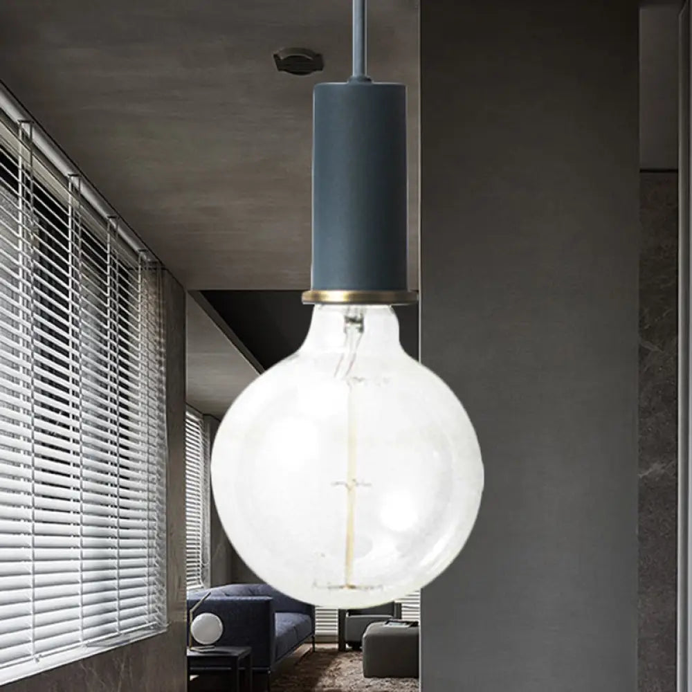 Mini Hanging Macaron Loft Metal Pendant Light - Single In Black/Blue/Pink/White Perfect For Cafes
