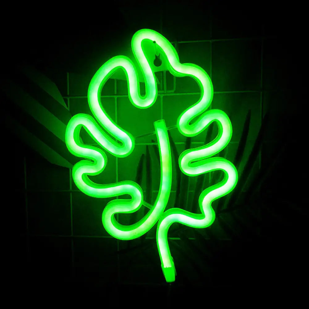 Mini Leaf-Shaped Led Wall Night Light Modernist Plastic Design In White