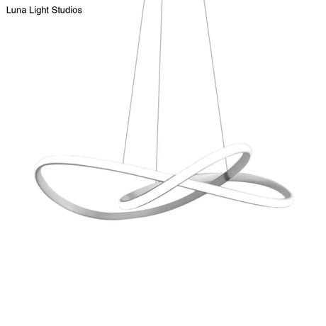 Minimal Acrylic Led Chandelier - Curved Dining Table Suspension Lamp In Black/White/Gold 19.5/23.5