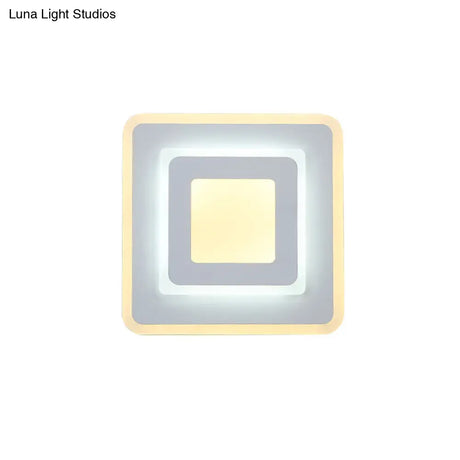 Minimal Acrylic Led Wall Sconce Light - Round/Square Energy-Saving White/Warm Lighting