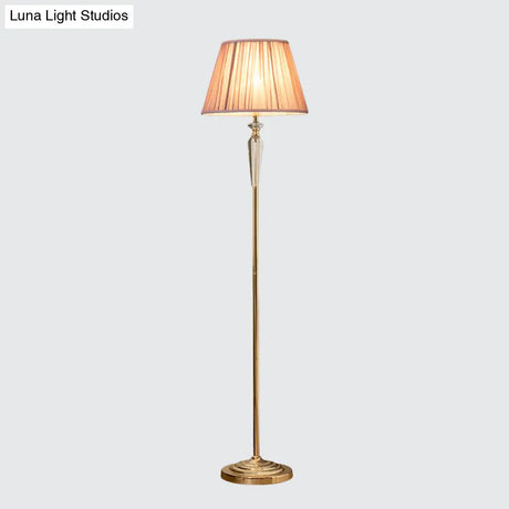 Minimal Beige/Light Purple/Royal Blue Fabric Floor Lamp With Crystal Accent - Ideal For Living Room