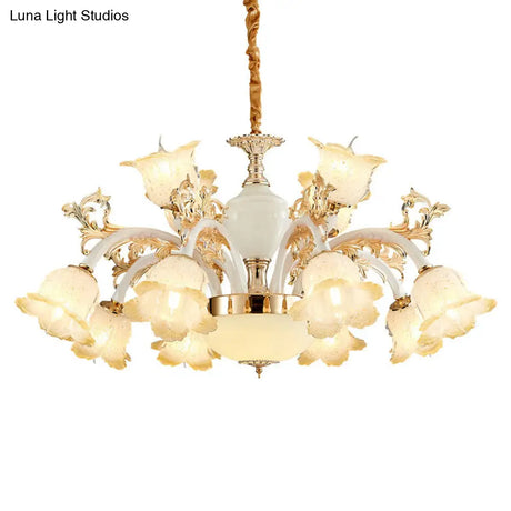 Minimal Frosted Glass Flower Ceiling Lamp - White Dining Room Chandelier