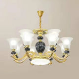 Minimal Frosted Glass Morning Glory Chandelier - Ideal Living Room Hanging Lamp 12 / Black