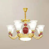 Minimal Frosted Glass Morning Glory Chandelier - Ideal Living Room Hanging Lamp 12 / Red