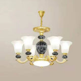 Minimal Frosted Glass Morning Glory Chandelier - Ideal Living Room Hanging Lamp 6 / Black