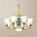 Minimal Frosted Glass Morning Glory Chandelier - Ideal Living Room Hanging Lamp 8 / Green