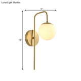 Minimal Frosted Glass Sphere Wall Sconce With Gold Gooseneck Arm - White Lighting Fixture