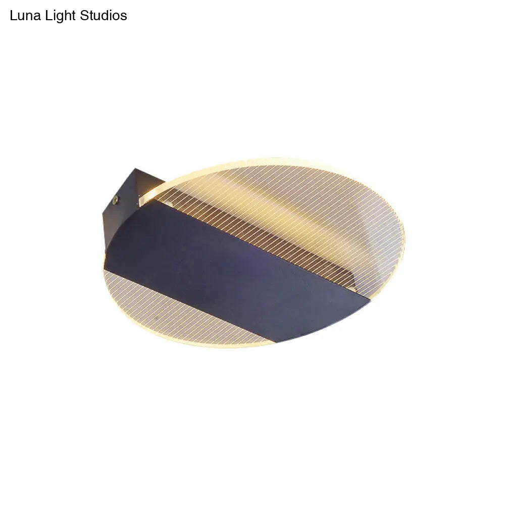 Minimal Geometric Flushmount Led Ceiling Light In Black/White/Gold - White/Warm Lighting