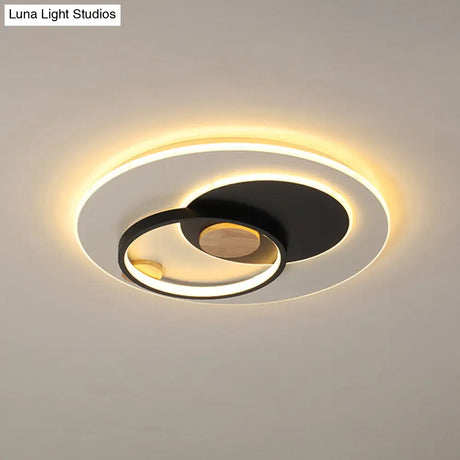 Minimal Intersected Circle Ceiling Light Iron Bedroom Led Flushmount Lighting (16.5’/20.5’) -