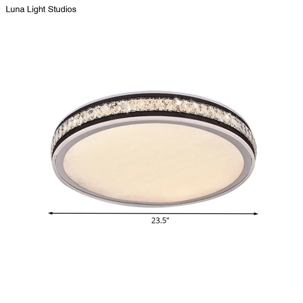 Minimal Led Crystal Flush Mount Ceiling Lamp In Black Finish